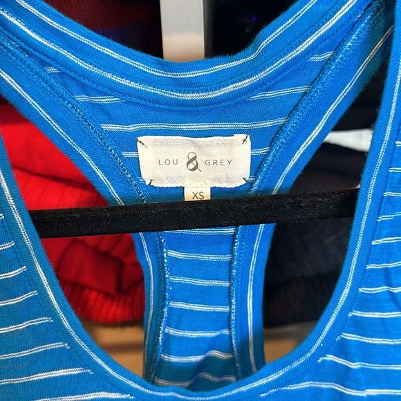 Lou & Grey by Loft turquoise and white striped racerback tank top size XS​ - Picture 2 of 3